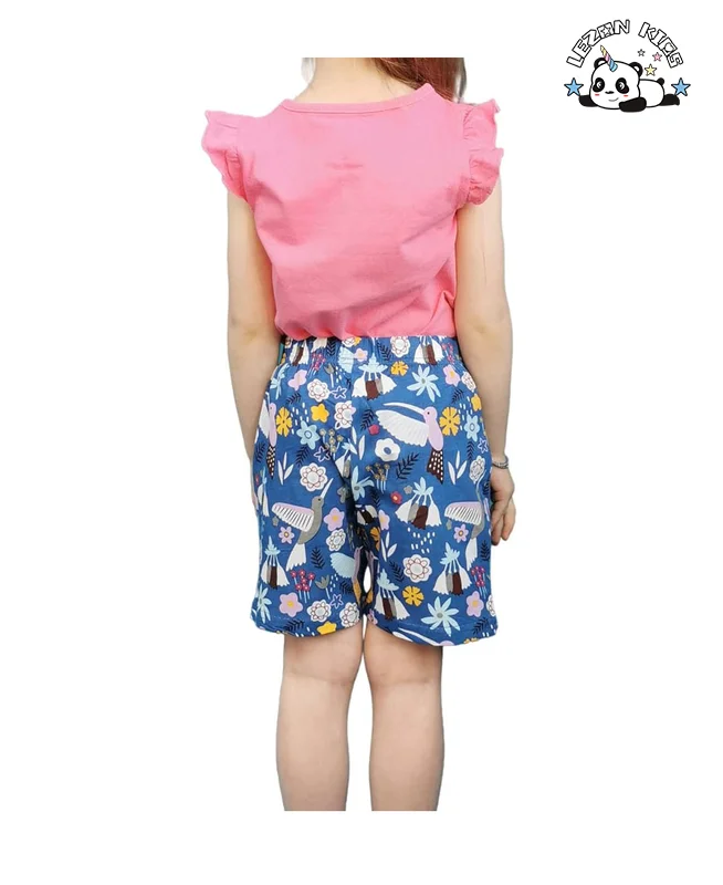 LEZONKIDS - Conjunto de Roupas de Verão para Crianças de 2 Peças: Camiseta sem Manga com Estampa e Shorts para Meninas com Logotipo Personalizado